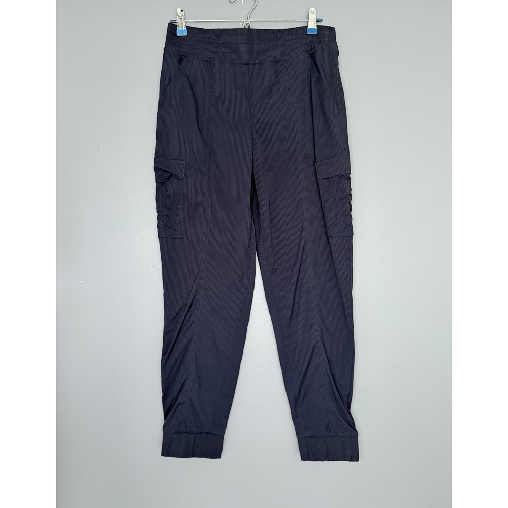 Eddie Bauer Jogger Pants Womens S Navy Blue Fleece Lined Cargo Hiking Winter